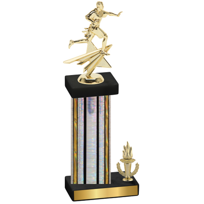 Accented Single Silver Glacier Victory Flag Football Trophy