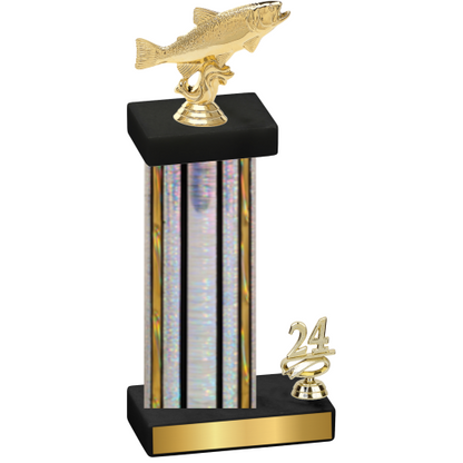 Accented Single Silver Glacier Year Fishing Trophy