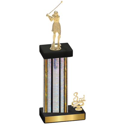 Accented Single Silver Glacier Third Place Golf Trophy
