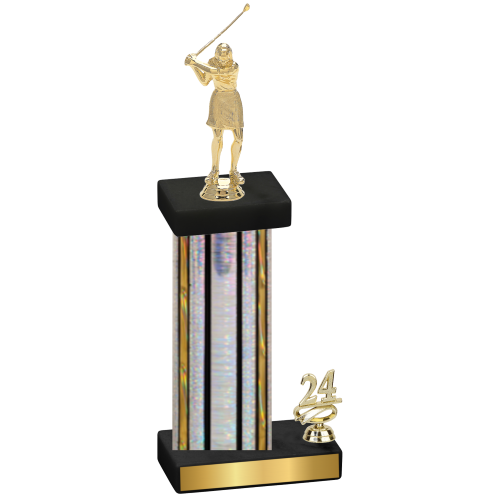 Accented Single Silver Glacier Year Golf Trophy