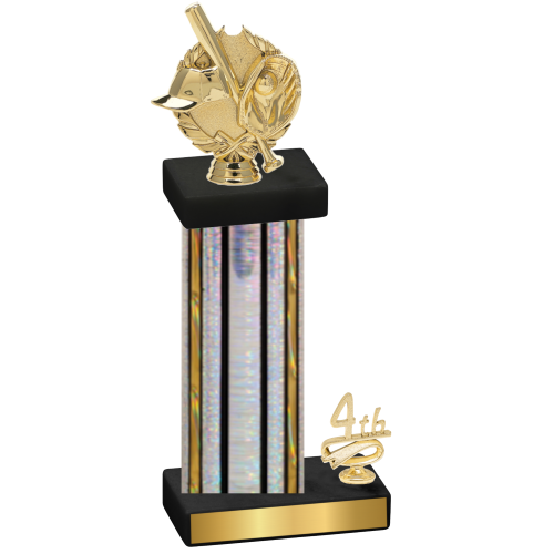 Accented Single Silver Glacier Fourth Place Baseball Trophy