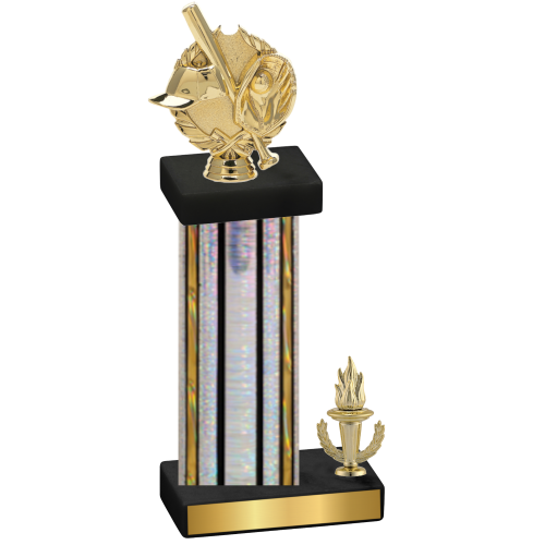Accented Single Silver Glacier Victory Baseball Trophy