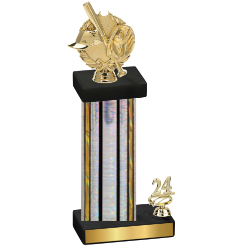 Accented Single Silver Glacier Year Baseball Trophy