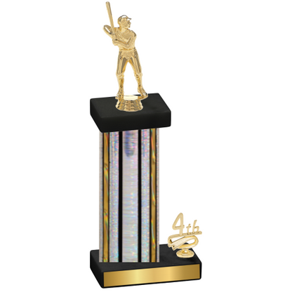 Accented Single Silver Glacier Fourth Place Baseball Trophy