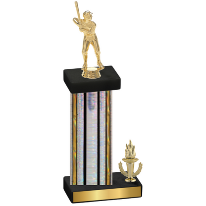 Accented Single Silver Glacier Victory Baseball Trophy