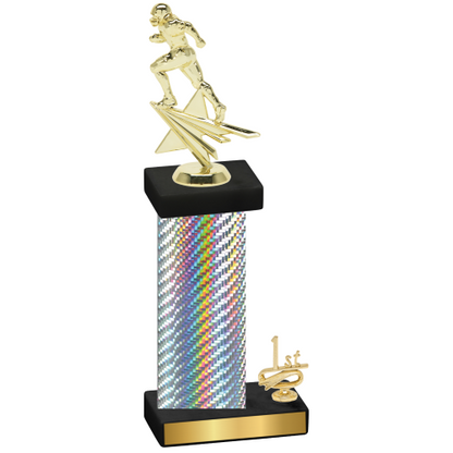 Accented Single Silver Carbon Fiber First Place Football Trophy