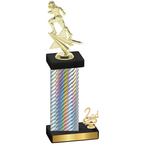 Accented Single Silver Carbon Fiber Second Place Football Trophy