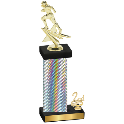 Accented Single Silver Carbon Fiber Second Place Football Trophy