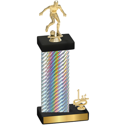 Accented Single Silver Carbon Fiber First Place Soccer Trophy