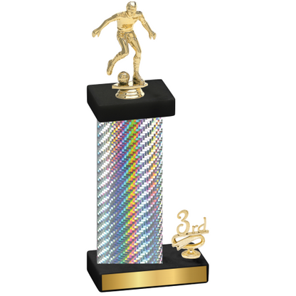 Accented Single Silver Carbon Fiber Third Place Soccer Trophy