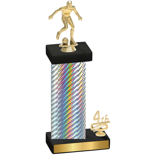 Accented Single Silver Carbon Fiber Fourth Place Soccer Trophy