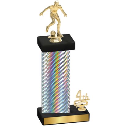 Accented Single Silver Carbon Fiber Fourth Place Soccer Trophy