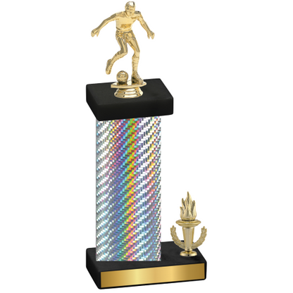 Accented Single Silver Carbon Fiber Victory Soccer Trophy