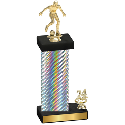 Accented Single Silver Carbon Fiber Year Soccer Trophy