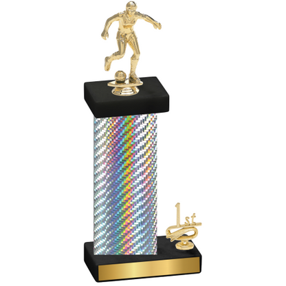 Accented Single Silver Carbon Fiber First Place Soccer Trophy