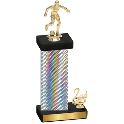 Accented Single Silver Carbon Fiber Second Place Soccer Trophy