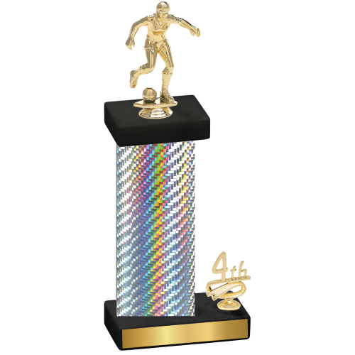 Accented Single Silver Carbon Fiber Fourth Place Soccer Trophy