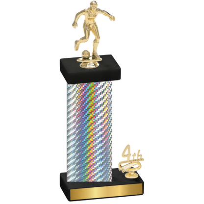 Accented Single Silver Carbon Fiber Fourth Place Soccer Trophy