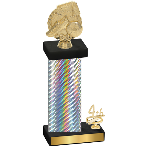 Accented Single Silver Carbon Fiber Fourth Place Soccer Trophy