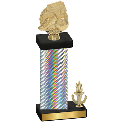 Accented Single Silver Carbon Fiber Victory Soccer Trophy