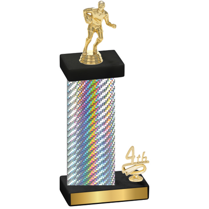Accented Single Silver Carbon Fiber Fourth Place Rugby Trophy