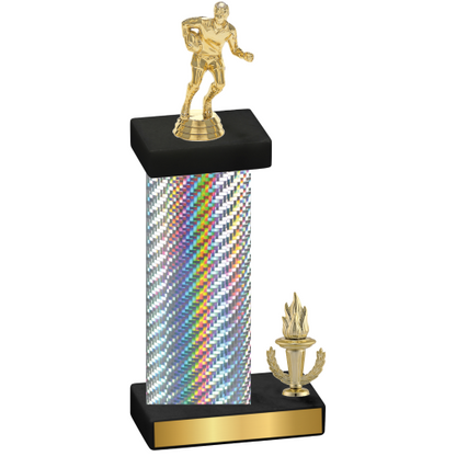 Accented Single Silver Carbon Fiber Victory Rugby Trophy