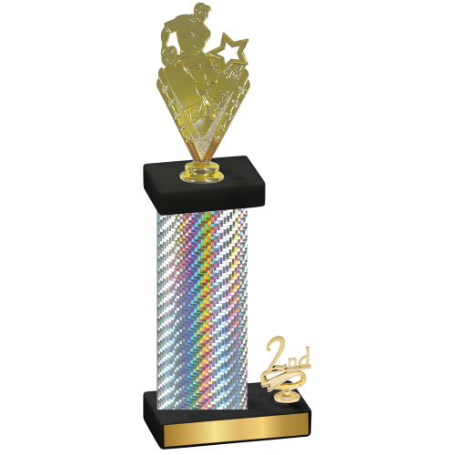 Accented Single Silver Carbon Fiber Second Place Rugby Trophy