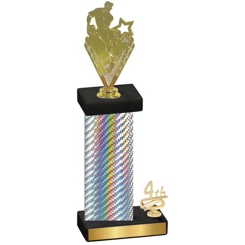 Accented Single Silver Carbon Fiber Fourth Place Rugby Trophy