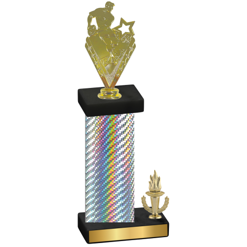 Accented Single Silver Carbon Fiber Victory Rugby Trophy