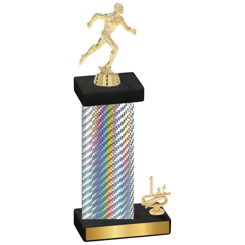 Accented Single Silver Carbon Fiber First Place Running Trophy