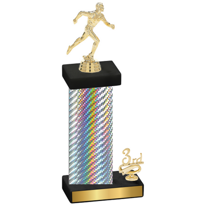 Accented Single Silver Carbon Fiber Third Place Running Trophy