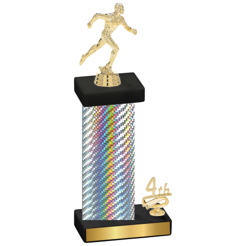 Accented Single Silver Carbon Fiber Fourth Place Running Trophy