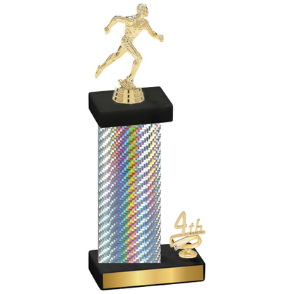 Accented Single Silver Carbon Fiber Fourth Place Running Trophy