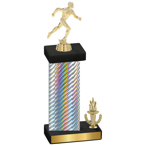 Accented Single Silver Carbon Fiber Victory Running Trophy