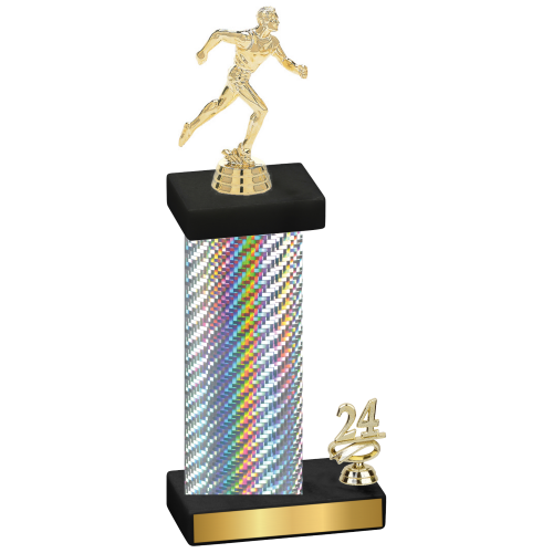 Accented Single Silver Carbon Fiber Year Running Trophy