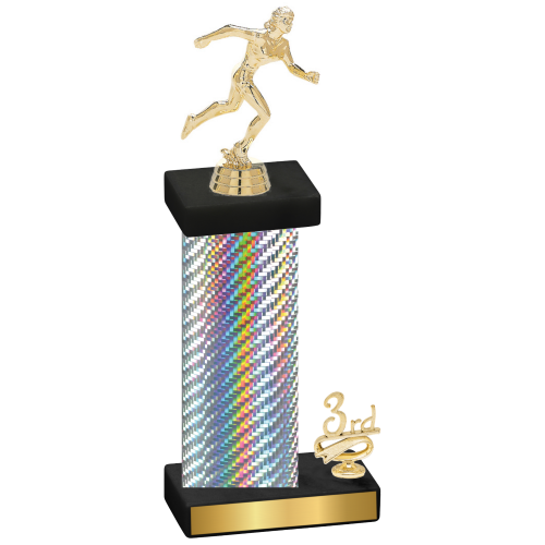 Accented Single Silver Carbon Fiber Third Place Running Trophy