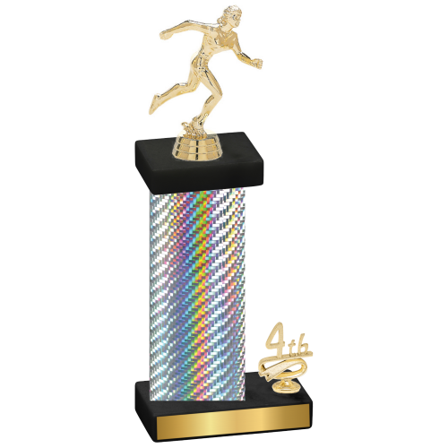Accented Single Silver Carbon Fiber Fourth Place Running Trophy