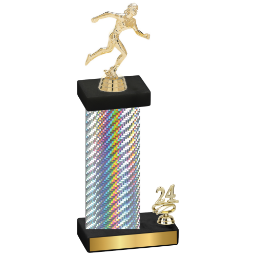 Accented Single Silver Carbon Fiber Year Running Trophy