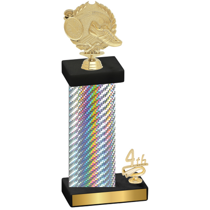 Accented Single Silver Carbon Fiber Fourth Place Running Trophy