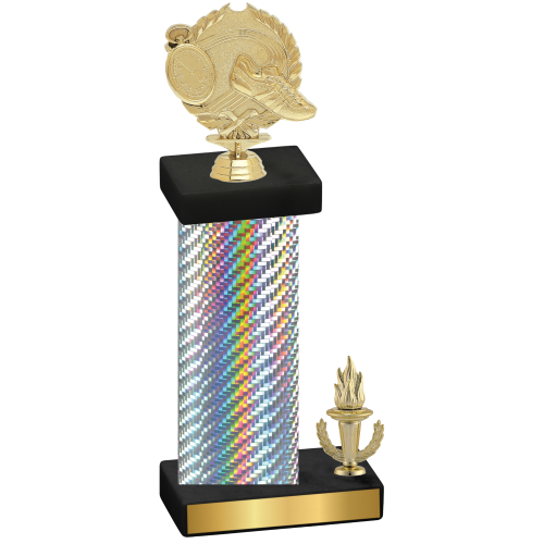 Accented Single Silver Carbon Fiber Victory Running Trophy