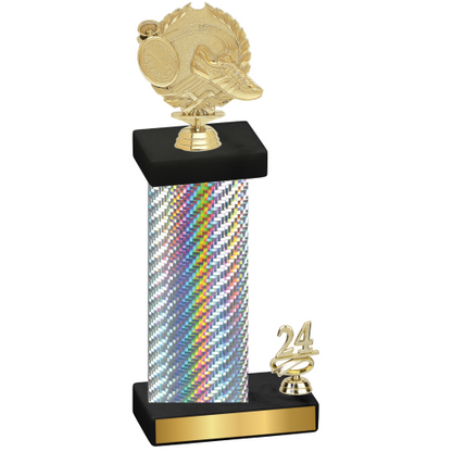 Accented Single Silver Carbon Fiber Year Running Trophy