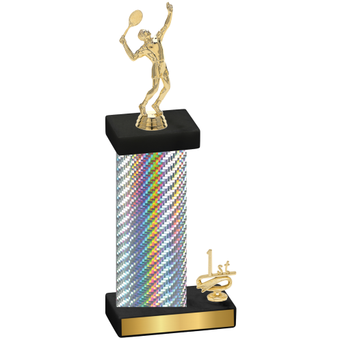 Accented Single Silver Carbon Fiber First Place Tennis Trophy