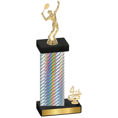 Accented Single Silver Carbon Fiber Fourth Place Tennis Trophy