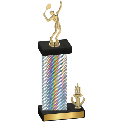 Accented Single Silver Carbon Fiber Victory Tennis Trophy
