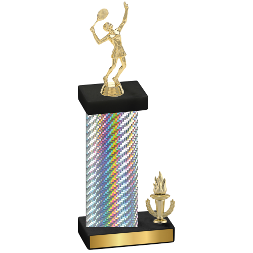 Accented Single Silver Carbon Fiber Victory Tennis Trophy