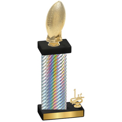 Accented Single Silver Carbon Fiber First Place Football Trophy