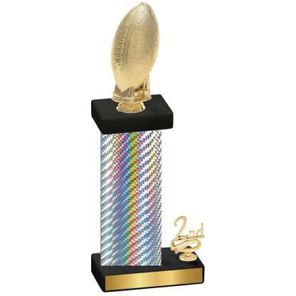 Accented Single Silver Carbon Fiber Second Place Football Trophy