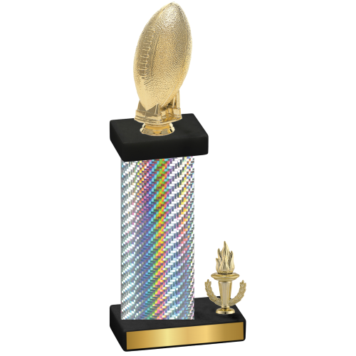 Accented Single Silver Carbon Fiber Victory Football Trophy