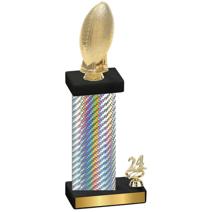 Accented Single Silver Carbon Fiber Year Football Trophy