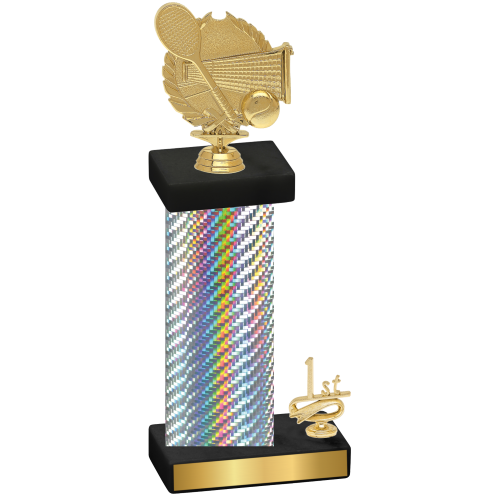 Accented Single Silver Carbon Fiber First Place Tennis Trophy